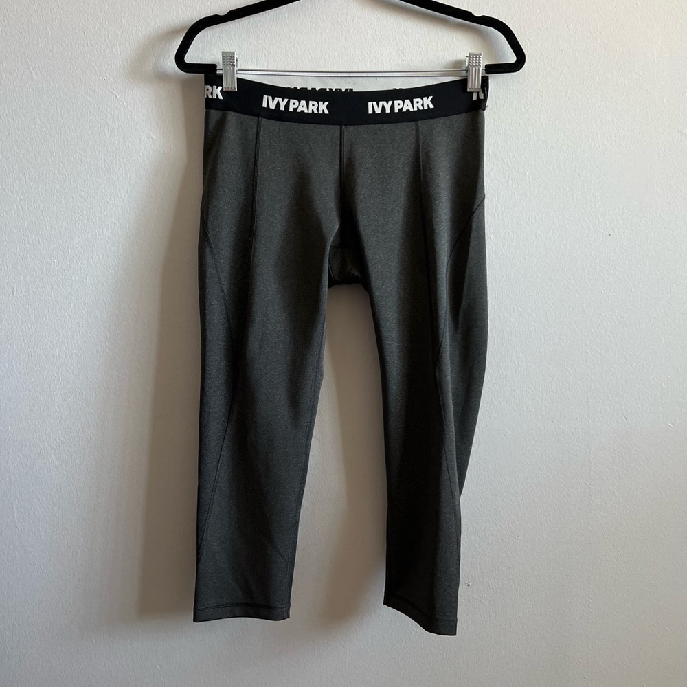 Ivy Park Contour Branded Waistband Yoga Leggings Mid Rise - Medium in Dark Gray